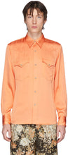 Dries Van Noten Orange Satin Shirt - Dries Van Noten Chemise Satin Orange - 건조 밴 알롱 주황색 새틴 셔츠