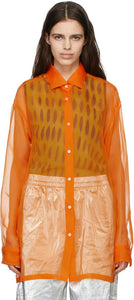 Dries Van Noten Orange Silk Organza Shirt - Chemise en organza en soie d'orange - 건조 밴 알렌 텐 오렌지 실크 Organza 셔츠