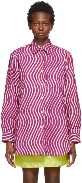 Dries Van Noten Pink Len Lye Edition Poplin Print Shirt - Dries Van Noten Pink Len Lye Edition Poplin Imprimer chemise - 밴 알지 핑크 Len Lye Edition Poplin 인쇄 셔츠