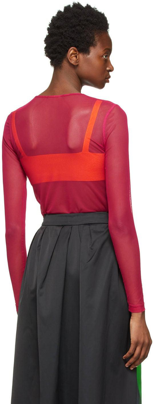 Dries Van Noten Pink Nylon Mesh Long Sleeve T-Shirt Dries Van Noten Pink Nylon Mesh Long Sleeve T-Shirt