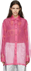 Dries Van Noten Pink Silk Organza Shirt - Chemise en organza en soie rose - 건조 밴 알코올 핑크 실크 Organza 셔츠