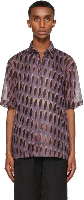 Dries Van Noten Purple Len Lye Edition Graphic Short Sleeve Shirt - Sèche Van Noten Violet Len Lye Édition Graphique Shirt à manches courtes - 건조 밴 알지 보라색 Len Lye Edition 그래픽 짧은 소매 셔츠