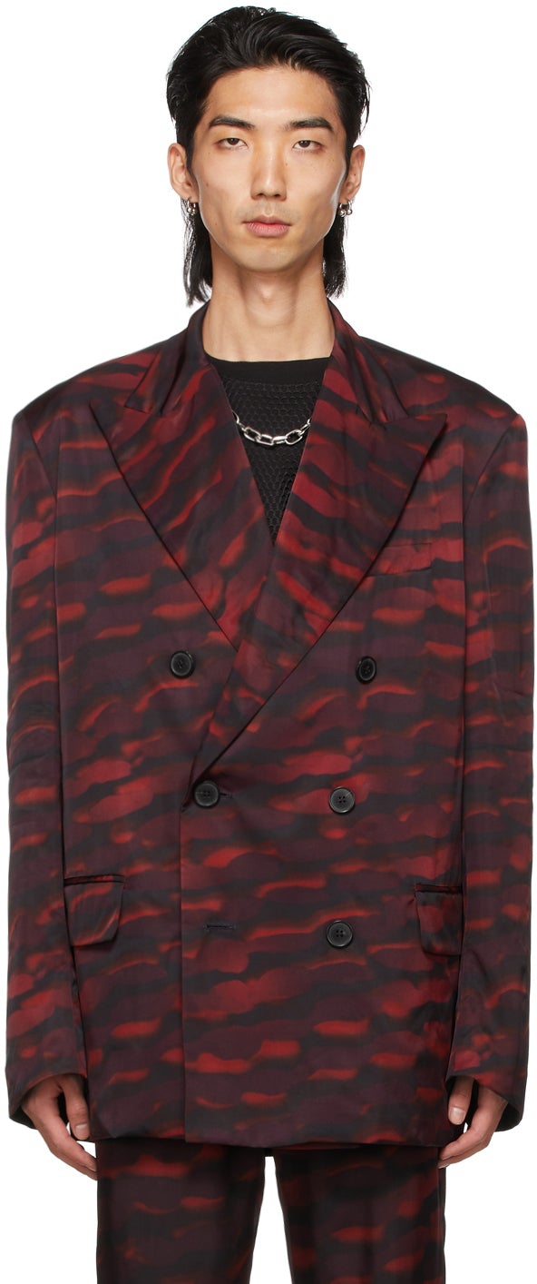 Dries Van Noten Red Len Lye Edition Graphic Blazer - Dries Van Noten Red Len Lye Edition Blazer graphique - Dries van noten red len lyegition 그래픽 블레이저