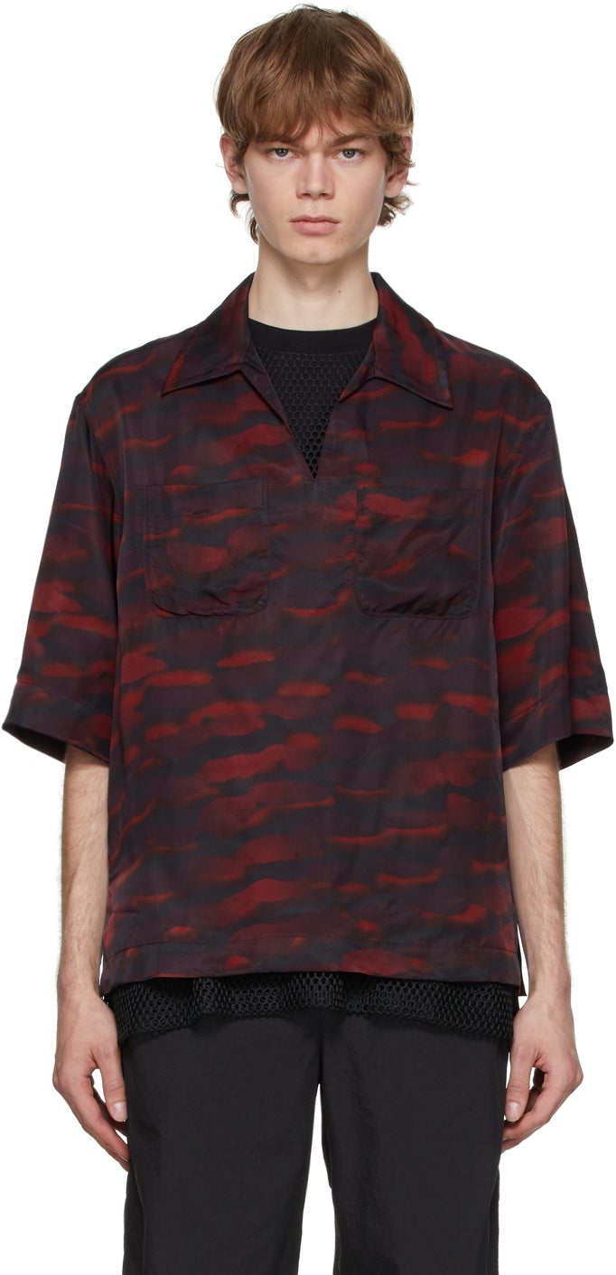 Dries Van Noten Red Len Lye Edition Twill Short Sleeve Shirt - Sèche Van Noten Rouge Len Lye Edition Twill Shirt à manches courtes - Dries van noten red len lye 에디션 능직 짧은 소매 셔츠