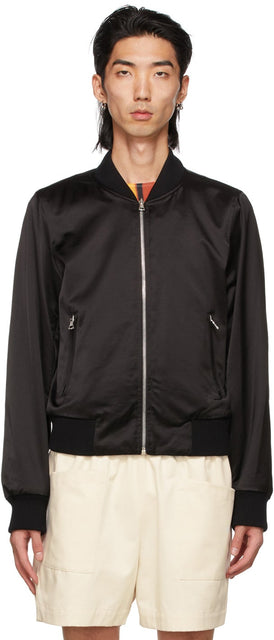 Dries Van Noten Reversible Black Len Lye Edition Satin Bomber Jacket - Sèche Van Noten Noir Noir Len Lye Edition Veste Bombardière Satin Satin - 밴 알지가 거주 할 수있는 블랙 렌 잿빛 판 자켓