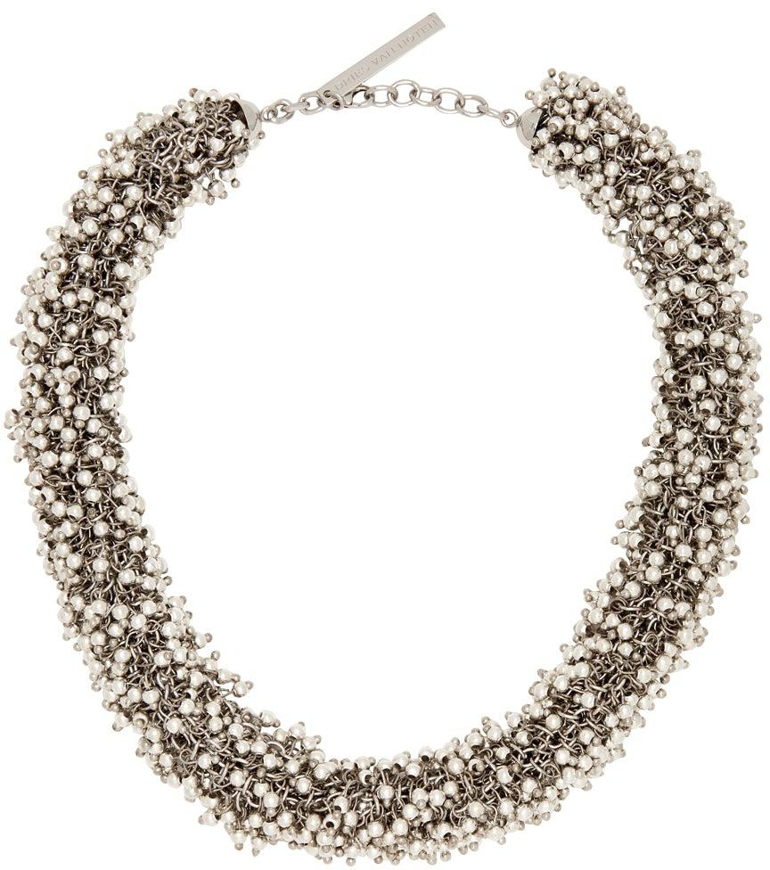 Dries Van Noten Silver Beaded Necklace – BlackSkinny
