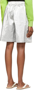 Dries Van Noten Silver Coated Long Shorts