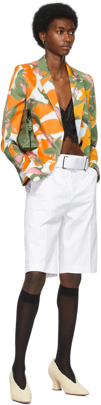 Dries Van Noten White Belted Bermuda Shorts