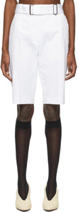 Dries Van Noten White Belted Bermuda Shorts - Sèche shorts de bermudes blanches - 건조 Van Noten White Belted Bermuda 반바지