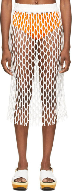 Dries Van Noten White Fishnet Skirt - Sèche Van Noten Jupe en Fishnet Blanc - 건조 van noten 흰색 fishnet skirt.