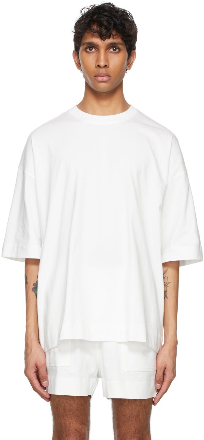 Dries Van Noten White Jersey T-Shirt - DRIES VAN NOTEN T-shirt Jersey Blanc Blanc - 건조 밴 알지 화이트 저지 티셔츠