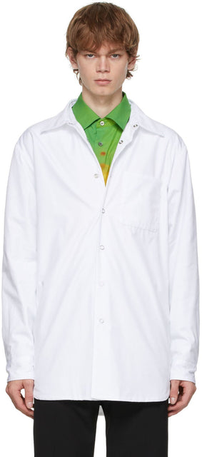 Dries Van Noten White Padded Shirt - Chemise rembourrée blanche blanche - 건조 Van Noten White Padded Shirt.