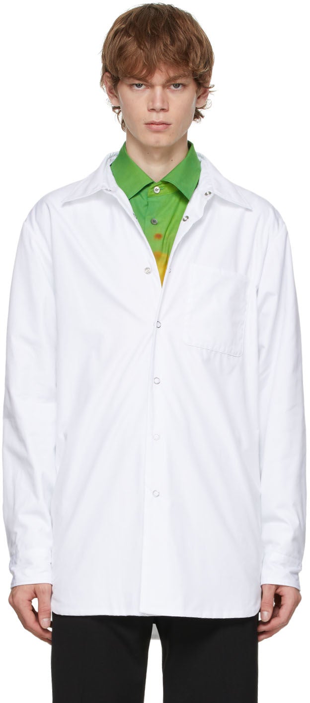 Dries Van Noten White Padded Shirt - Chemise rembourrée blanche blanche - 건조 Van Noten White Padded Shirt.
