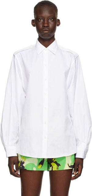 Dries Van Noten White Poplin Shirt - DRIES VAN NOTEN CHEMISE DE POPULON BLANC - 건조 van noten white poplin shirt.