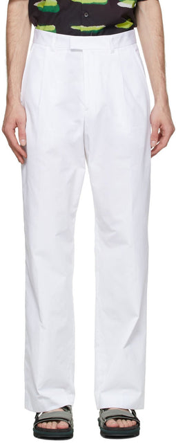 Dries Van Noten White Straight Leg Trousers - Dries Van Noten Pantalon blanc à la jambe blanche - van noten 흰색 직선 다리 바지를 건조합니다