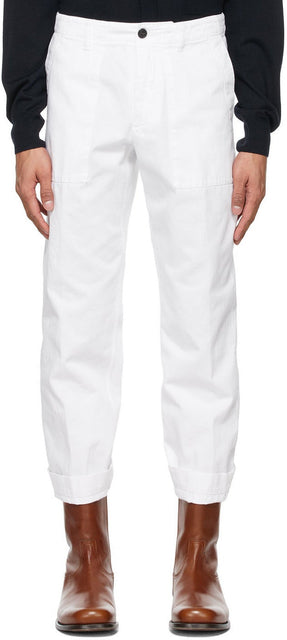 Dries Van Noten White Twill Trousers - Dries Van Noten Pantalon blanc - 건조 밴 알 렌 능의 능직 바지