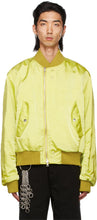 Dries Van Noten Yellow Crinkled Nylon Overdyed Bomber Jacket - DRIES VAN NOTEN VESTE VERNIÈRE DE BOMBER OURDOLED EN NYLON DE BRANCHÉ - Van Noken Now Nowlined Nylon overdyed bomber jacket.
