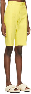 Dries Van Noten Yellow Gabardine Bermuda Shorts