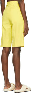 Dries Van Noten Yellow Gabardine Bermuda Shorts