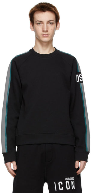 Dsquared2 Black Logo Raglan Sweatshirt - Dsquared2 Sweat-shirt Noir Logo Raglan - dsquared2 검은 로고 라글란 스웨터