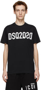 Dsquared2 Black Mirror Logo Cool T-Shirt - DSQuared2 Miroir noir Logo Cool T-shirt - DSquared2 블랙 미러 로고 쿨 티셔츠