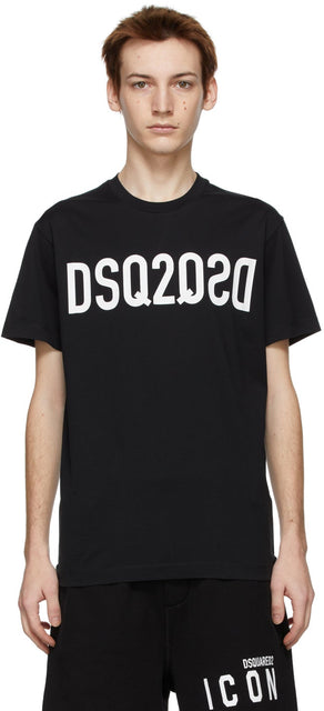 Dsquared2 Black Mirror Logo Cool T-Shirt - DSQuared2 Miroir noir Logo Cool T-shirt - DSquared2 블랙 미러 로고 쿨 티셔츠