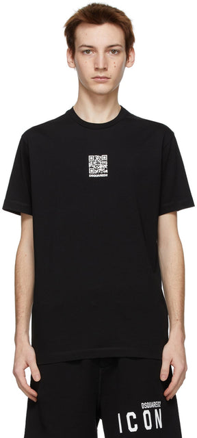 Dsquared2 Black QR-Code T-Shirt - T-shirt de code QR noir dsquared2 - DSQuared2 블랙 QR 코드 티셔츠