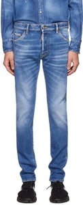Dsquared2 Blue Cool Guy Proper Wash Jeans - Dsquared2 Blue Cool Guy Dishale Wash Jeans - Dsquared2 블루 쿨 녀석 적절한 워시 청바지