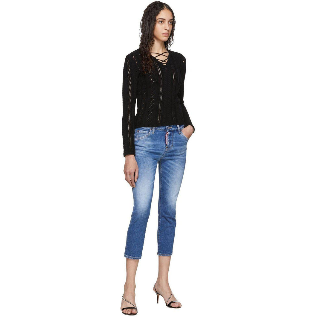 Dsquared2 Blue Denim Good Girl Cropped Jeans - Dsquared2 Denim Bleu Good Girl Cropped Jeans - DSquared2 블루 데님 좋은 소녀는 청바지를 잘게 썬 것입니다