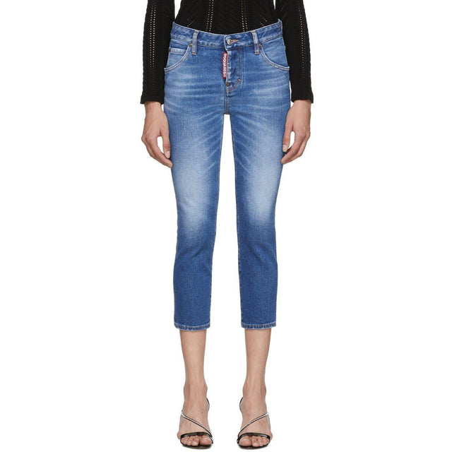 Dsquared2 Blue Denim Good Girl Cropped Jeans