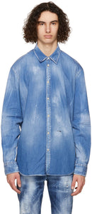 Dsquared2 Blue Denim Relaxed Dan Shirt - Dsquared2 Denim Bleu Denim Dan Shirt Dan - Dsquared2 블루 데님 편안한 댄 셔츠