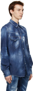 Dsquared2 Blue Straight Western Shirt