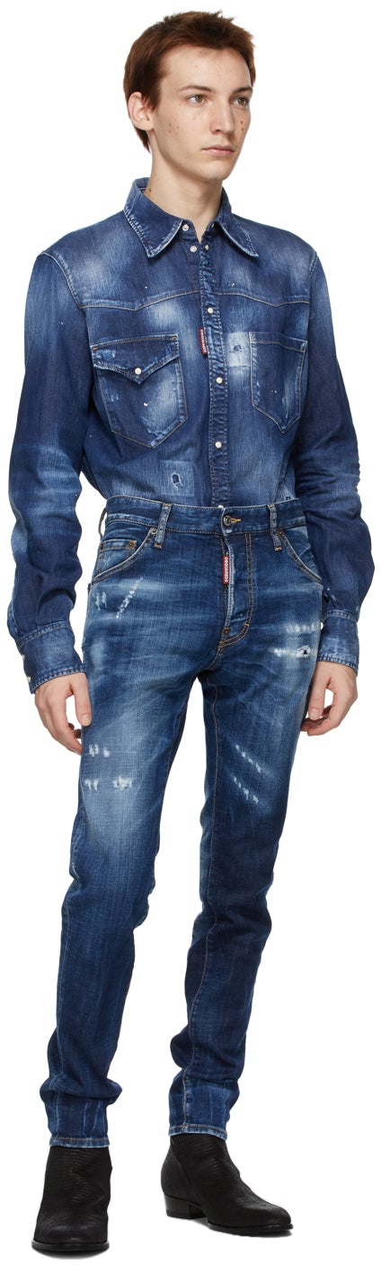 Dsquared2 Blue Straight Western Shirt