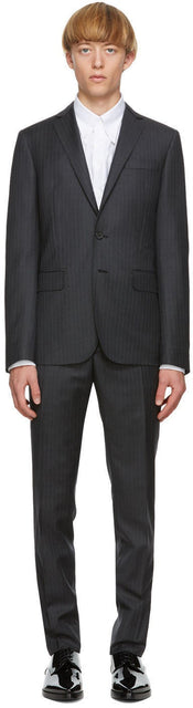Dsquared2 Grey Wool Striped Paris Fit Suit - Dsquared2 Costume à rayures de laine grise de laine grise - DSquared2 회색 양모 스트라이프 파리 맞는 슈트