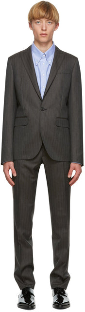 Dsquared2 Grey Wool Striped Tokyo Fit Suit - Costume à Tokyo à rayures de laine grise Dsquared2 - DSQuared2 회색 양모 스트라이프 도쿄 맞는 슈트