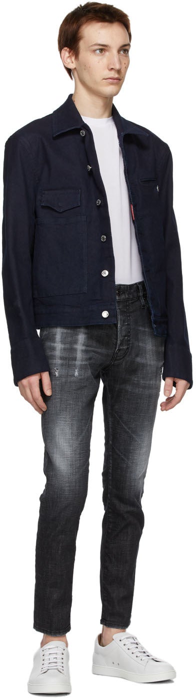 Dsquared2 Indigo Denim Aviator Jacket