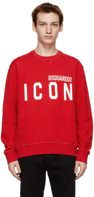 Dsquared2 Red 'Icon' Crewneck Sweatshirt - Sweat-shirt Crewneck 'Icon' Dsquared2 Red 'Icon' - dsquared2 레드 '아이콘'Crewneck 스웨터
