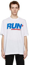 Dsquared2 White 'Run' Slouch T-Shirt - T-shirt T-shirt Slouch 'Run' Dsquared2 Blanc 'Run' - dsquared2 화이트 '실행'slouch 티셔츠