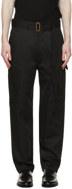Dunhill Black Linen Carpenter Trousers - Pantalon de charpentier en lin noir Dunhill - 던힐 블랙 린넨 목수 바지