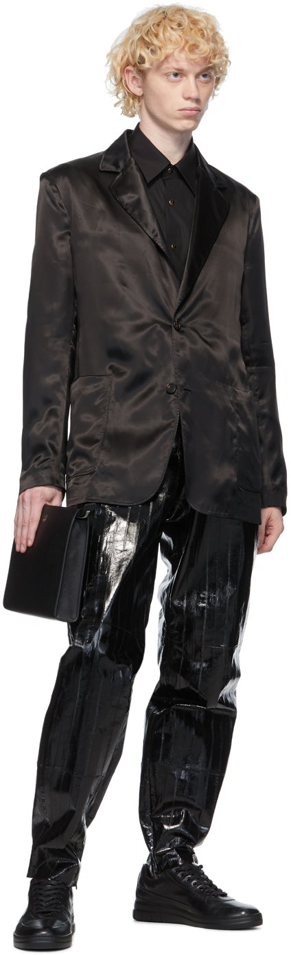 Dunhill Black Satin Wrap Blazer