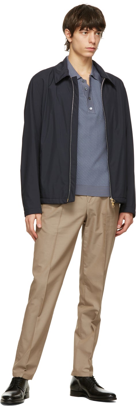 Dunhill Tan Wool Single Pleat Trousers