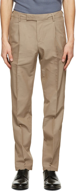 Dunhill Tan Wool Single Pleat Trousers - Pantalon de pli simple de laine Dunhill Tan Laine - Dunhill Tan Wool 단일 주름기 바지