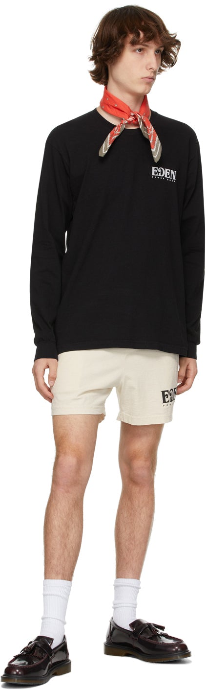 EDEN power corp Beige Recycled Cotton Logo Lounge Shorts