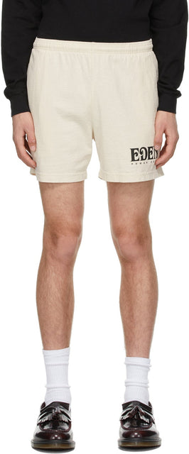 EDEN power corp Beige Recycled Cotton Logo Lounge Shorts - Eden Power Corp Beige Coton recyclé Logo Short Logo - Eden Power Corp Beige 재활용 면화 로고 라운지 반바지