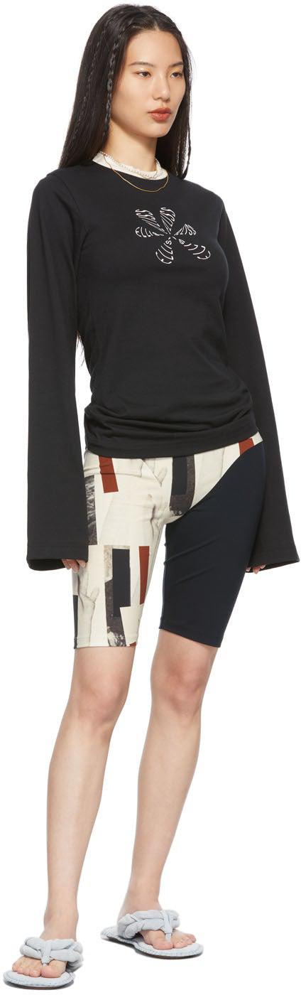 ELLISS Black Flower Doodle Long Sleeve T-Shirt