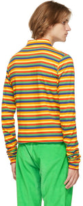 ERL Mulitcolor Rainbow Stripe Long Sleeve Polo