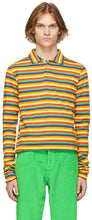 ERL Mulitcolor Rainbow Stripe Long Sleeve Polo - Erl mulitcolor arc-en-ciel bande à manches longues à manches longues - Erl MulitColor 레인보우 스트라이프 긴 소매 폴로