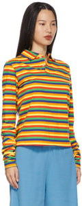 ERL Multicolor Rainbow Stripe Long Sleeve Polo