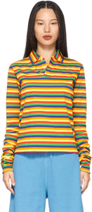ERL Multicolor Rainbow Stripe Long Sleeve Polo - ERL Multicolore Rainbow Stripe Manches longues à manches longues - erl 여러 가지 빛깔의 무지개 줄무늬 긴 소매 폴로