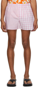 ERL Pink Check Boxer Shorts - Short de boot boxer en erl rose - ERL 핑크 확인 권투 선수 반바지